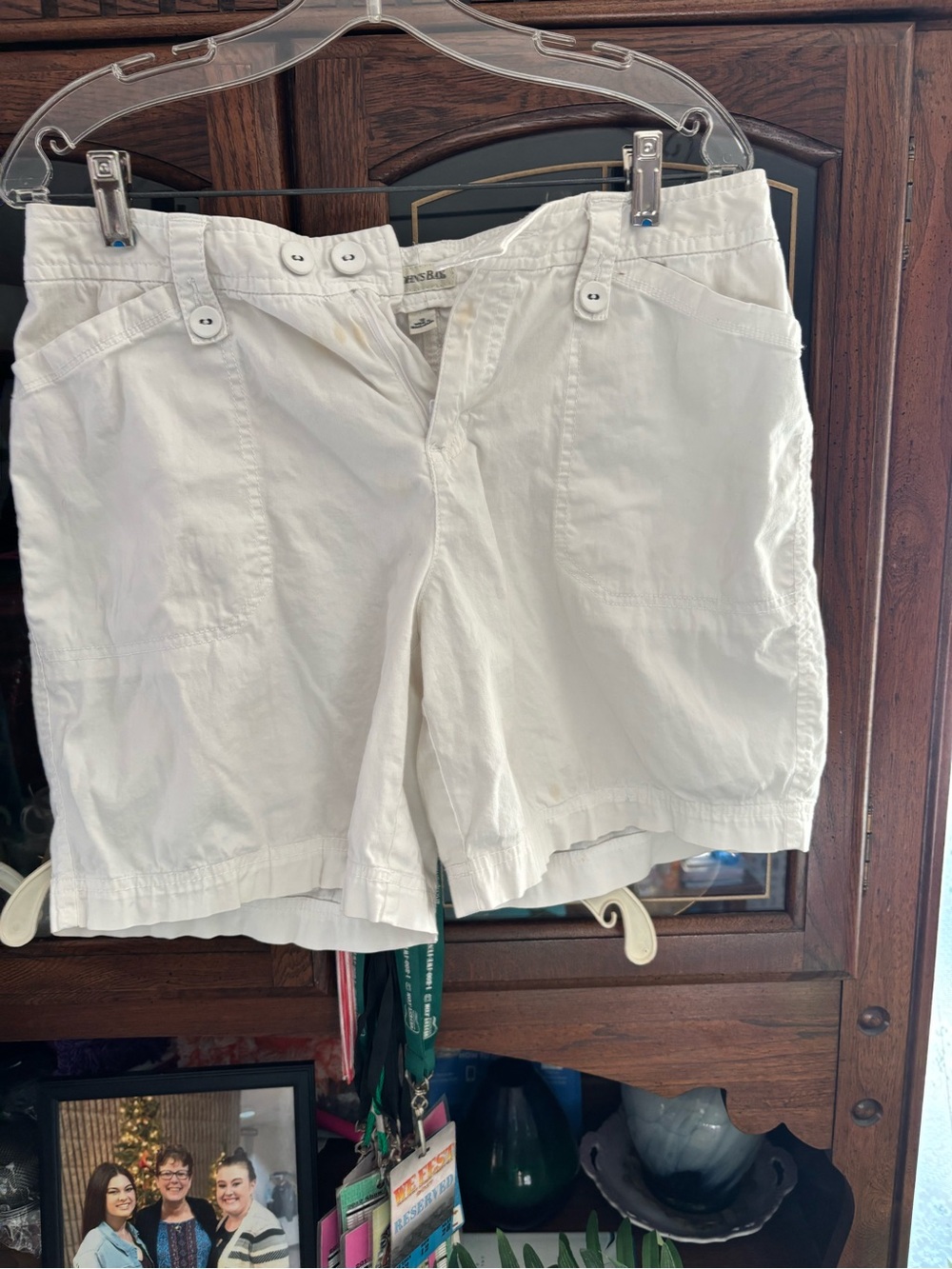 St. John's Bay White Cargo Shorts with Button Waist